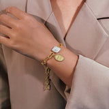925 Silver Vintage Coin Bracelet with Baroque Pearl