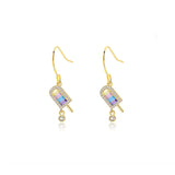 925 Silver Square Zircon Stud Earrings Vintage Ice Cream Jewelry