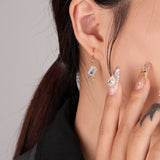 925 Silver Square Zircon Stud Earrings Vintage Ice Cream Jewelry