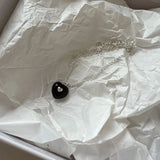 925 Silver Agate Love Necklace Pendant Girl Jewelry