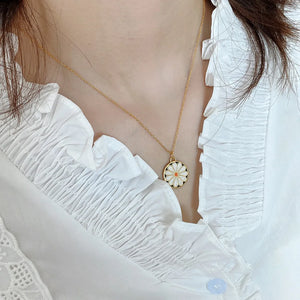 925 Silver Chrysanthemum Necklace Pendant Chic18k Female Jewelry