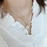 925 Silver Chrysanthemum Necklace Pendant Chic18k Female Jewelry