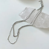 925 Silver Double Layer Woven Chain Necklace Punk Choker Collar
