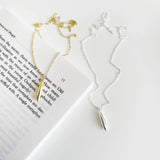 925 Silver Minimalist Double Pointed Necklace Pendant Bar Necklace