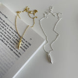 925 Silver Minimalist Double Pointed Necklace Pendant Bar Necklace