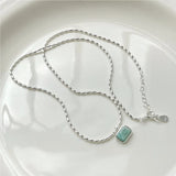 925 Sterling Silver Olive Bead Clavicle Necklace Pendant