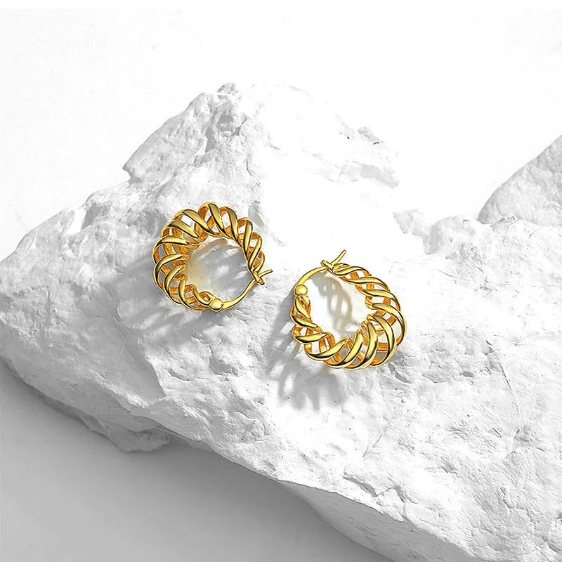 925 Silver Spiral Hoop Earrings Twist Drop Jewelry