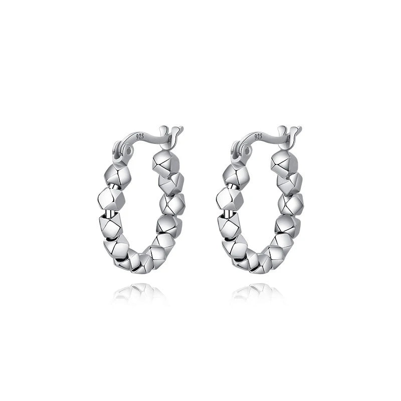 925 Silver Minimalist Geometric Drop Earrings Niche Hoop Jewelry