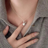 925 Silver Heart Necklace Pendant Collar Choker Jewelry