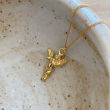 925 Silver Mini Angel Necklace Pendants 18K Clavicle Pendant Necklace