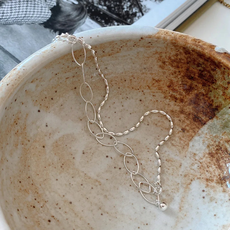 925 Silver Olive Bead Clavicle Necklace for Women