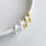 925 Silver Rose Flower Drop C Shape Wrap Stud Earrings