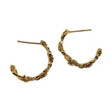 925 Silver Rose Flower Drop C Shape Wrap Stud Earrings