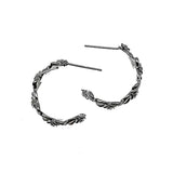 925 Silver Rose Flower Drop C Shape Wrap Stud Earrings
