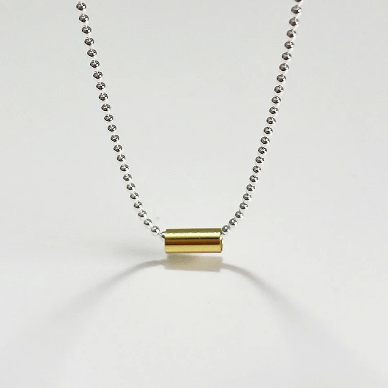 925 Silver Tube Bead Chain Necklace Clavicle Chain Jewelry