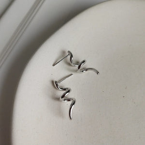925 Silver Spiral Stud Earrings Minimalist Drop Jewelry
