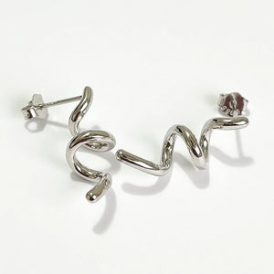925 Silver Spiral Stud Earrings Minimalist Drop Jewelry