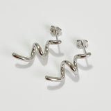 925 Silver Spiral Stud Earrings Minimalist Drop Jewelry