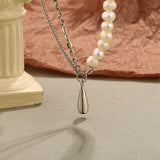 925 Silver Stitching Clavicle Necklace with Freshwater Pearl Vintage Design