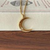 925 Silver Zircon Moon Clavicle Chain Necklace Pendant