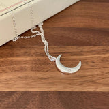 925 Silver Zircon Moon Clavicle Chain Necklace Pendant