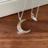 925 Silver Zircon Moon Clavicle Chain Necklace Pendant