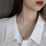 925 Silver Zircon Time Static Moment Necklace Jewelry