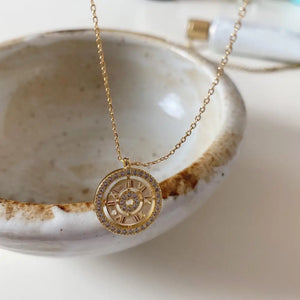 925 Silver Zircon Time Static Moment Necklace Jewelry