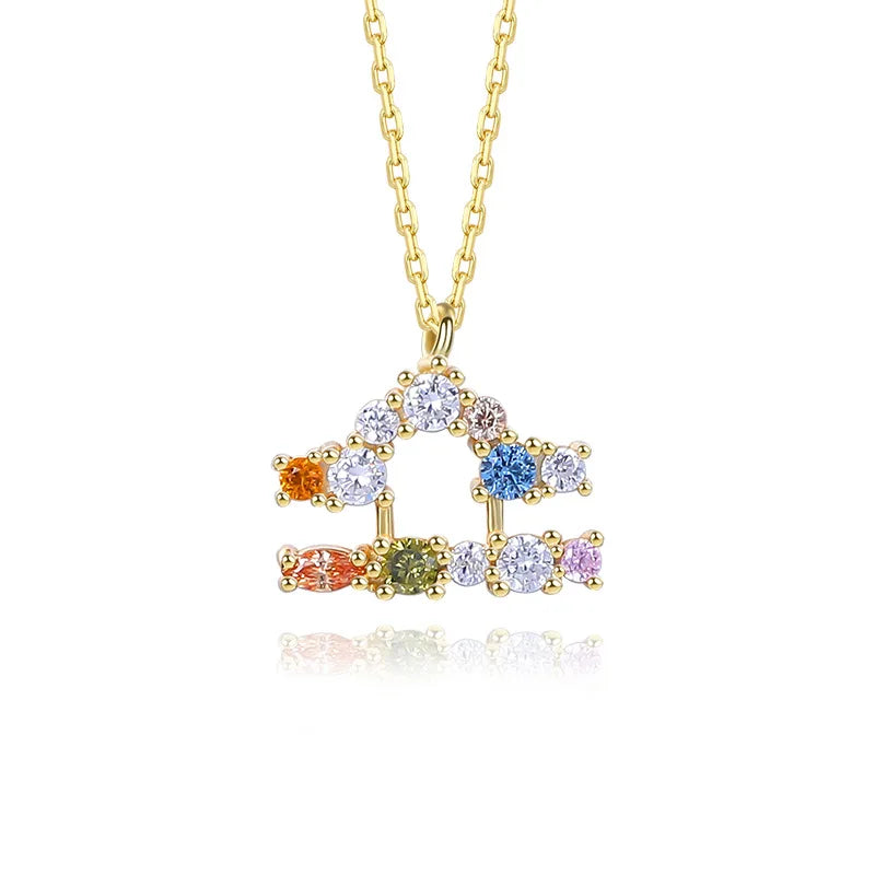 925 Silver Zodiac Necklace with Zircon Pendant