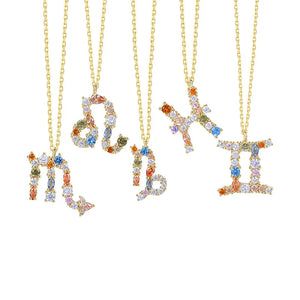 925 Silver Zodiac Necklace with Zircon Pendant
