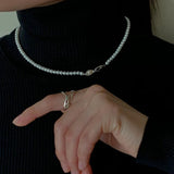 925 Silver Freshwater Pearl Bead Necklace Choker