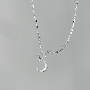 925 Silver Moon Pendant Clavicle Necklace for Women