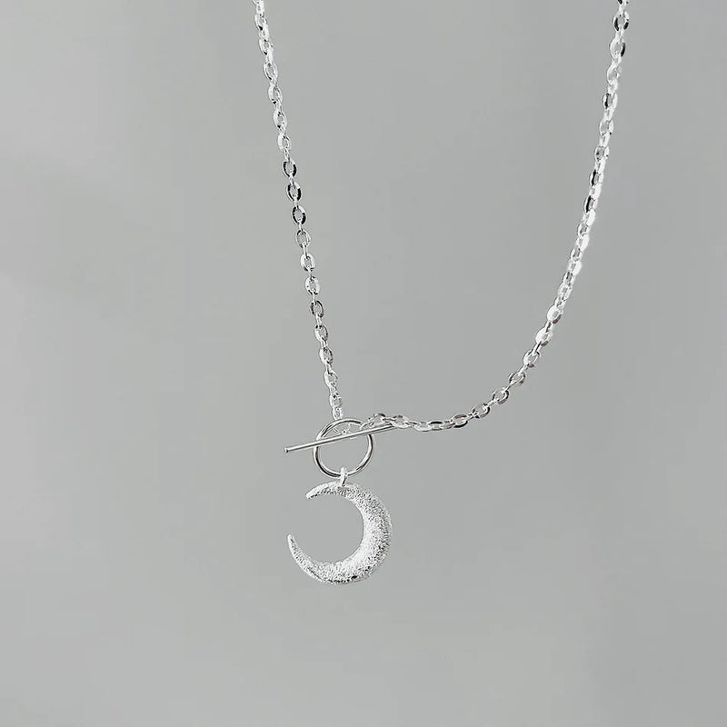 925 Silver Moon Pendant Clavicle Necklace for Women