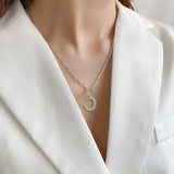 925 Silver Moon Pendant Clavicle Necklace for Women