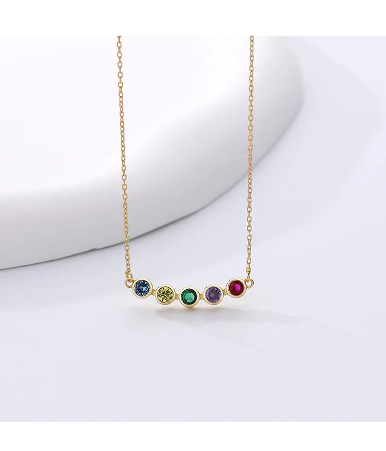925 Silver Round Rainbow Zircon Necklace Vintage Jewelry
