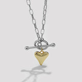 925 Silver OT Buckle Love Necklace Heart Pendant Retro Clavicle Chain