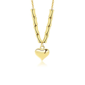 925 Silver Personalized Bamboo Heart Necklace Pendant