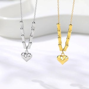 925 Silver Personalized Bamboo Heart Necklace Pendant