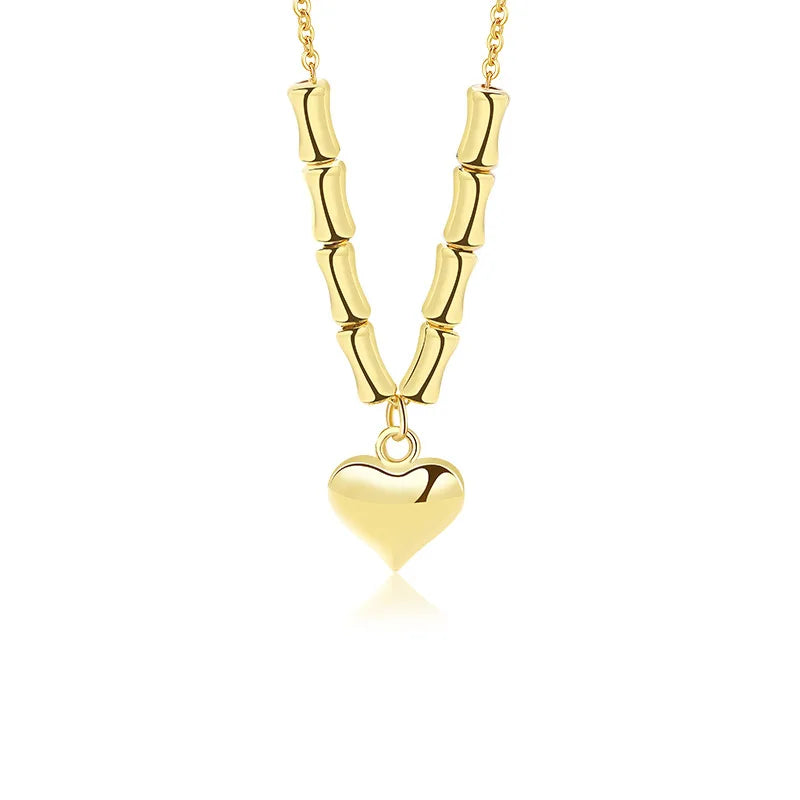 925 Silver Personalized Bamboo Heart Necklace Pendant
