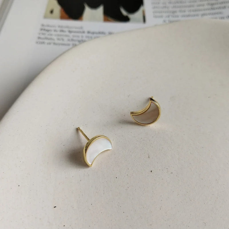925 Silver Shell Moon Earrings Women Summer Party Jewelry