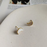 925 Silver Shell Moon Earrings Women Summer Party Jewelry
