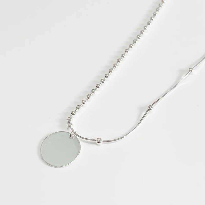 925 Silver Coin Bead Chain Necklace for Women