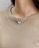 925 Silver Love Clavicle Chain Necklace Heart Pendant