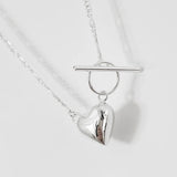 925 Silver Love Clavicle Chain Necklace Heart Pendant
