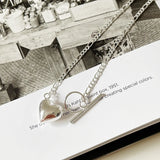 925 Silver Love Clavicle Chain Necklace Heart Pendant