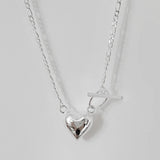 925 Silver Love Clavicle Chain Necklace Heart Pendant