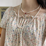 925 Silver Freshwater Pearl Sweater Chain Long Necklace Love Heart