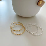 925 Sterling Silver Twist Drop Hoop Earrings