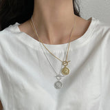 925 Silver Head Necklace Pendant Long Chain OT Coins Necklace For Women