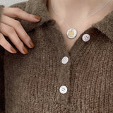 925 Sterling Silver Irregular Round Pendant Necklace Small Jewelry